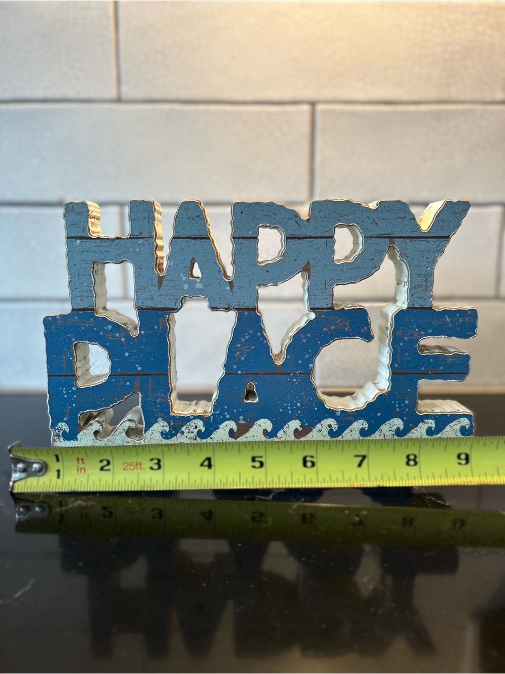 Happy Place Blue Wooden Decorative Sign